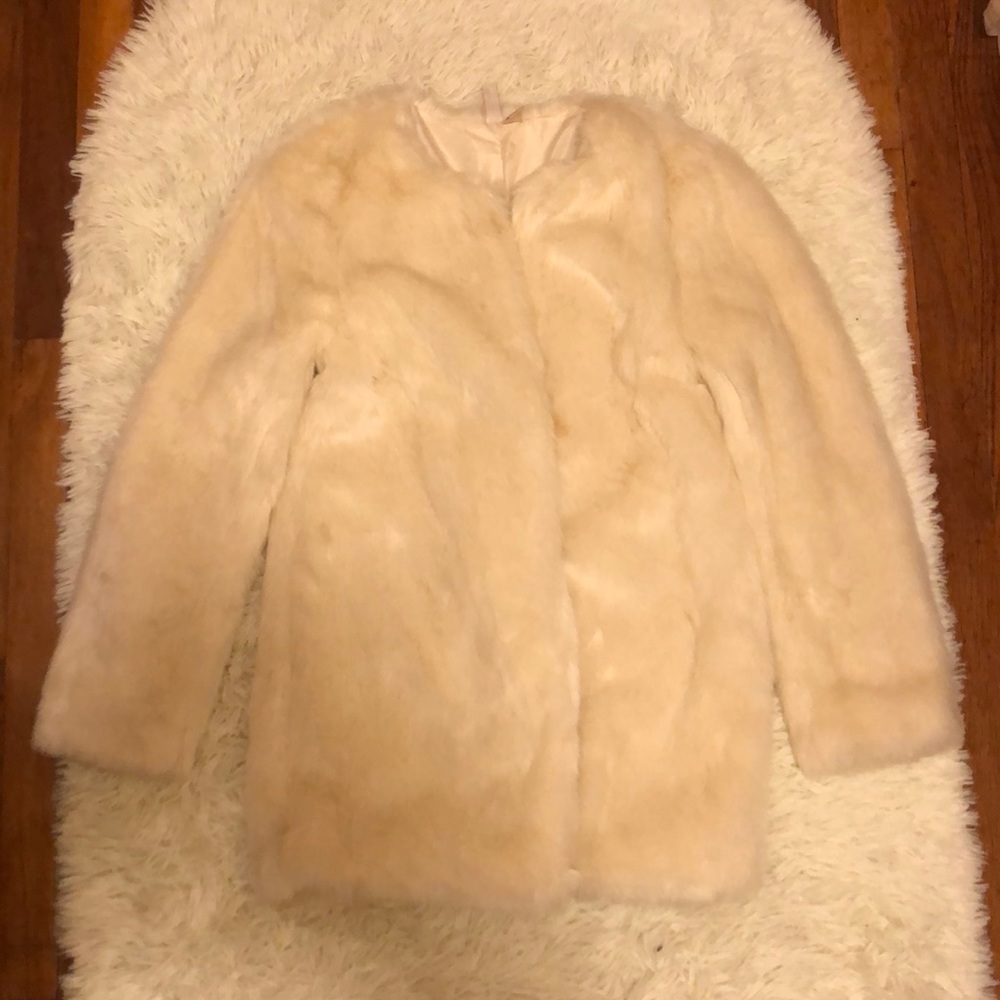 Ivory faux fur coat